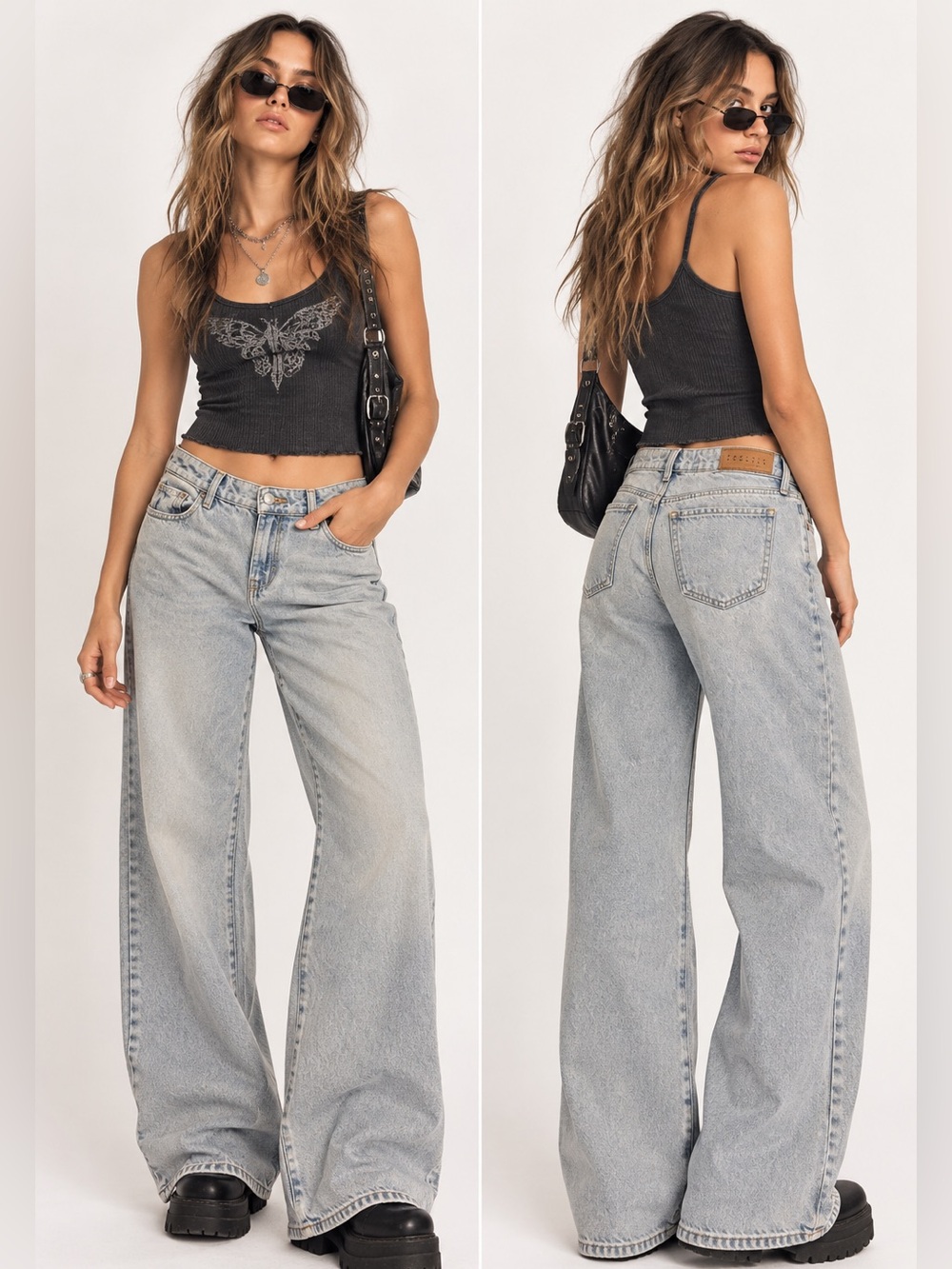 Pacsun Zoe Girlfriend Low Rise Light Wash Wide Leg Women’s Jeans Size 25